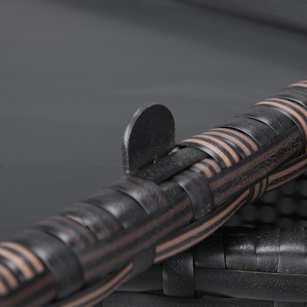 PE Wicker Side Table with Storage, Patio Rattan End Table Square Container