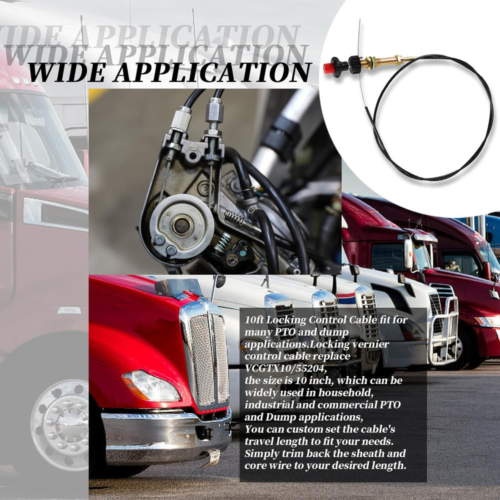 VCGTX10/55204 10FT Heavy Duty Vernier Locking Throttle Cable/Adjustable Locking