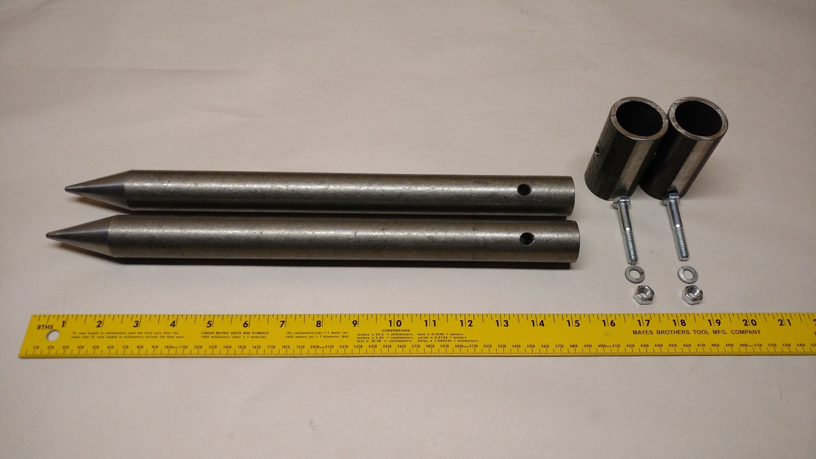 USA - NEW - ROUND BALE STABILIZER SPIKE SPEAR MOVER TINE - WITH MOUNTING SLEEVES