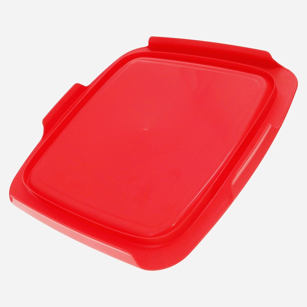 Pyrex C-222-PC Square Red Easy Grab Plastic Storage Replacement Lid (4-Pack)