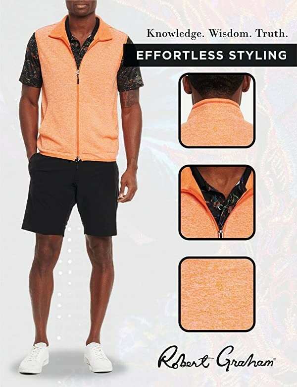 Robert Graham Men's Klose Performance Vest Polyester Zip Up Vest Medium
