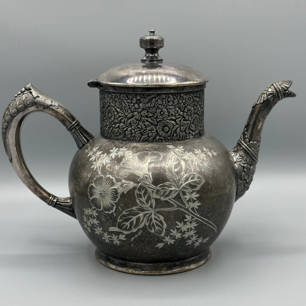 E.G. Webster & Son Floral Silver Plated Teapot
