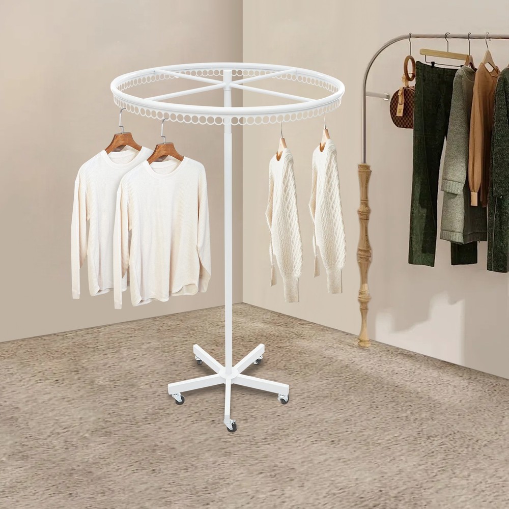 Rotatable Round Clothes Rack - Adjustable Height, Sturdy & Stylish Design