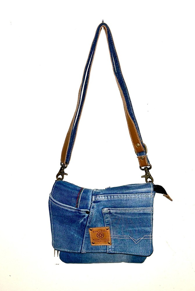 Jaycee's Day Denim Crossbody Handbag-Adjust. Leather Strap-Lined-Inside Pockets
