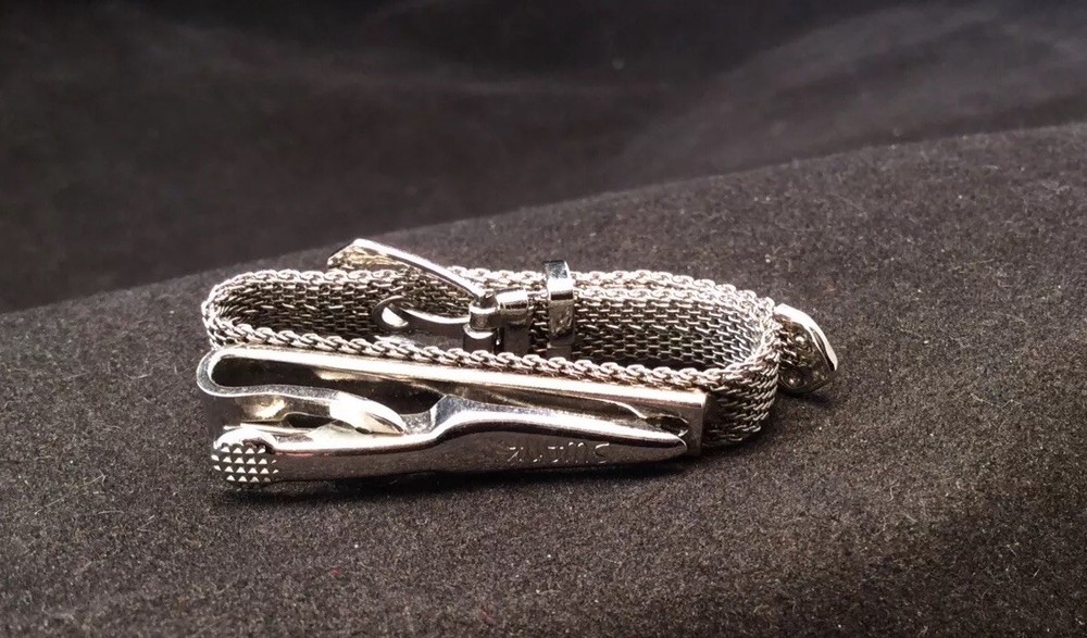Swank Silvertone Mesh Belt Tie Clip