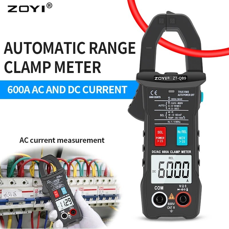 Digital Clamp Meter Professional 6000 Multimeter AC DC 600A Ohm Capacitance TEMP