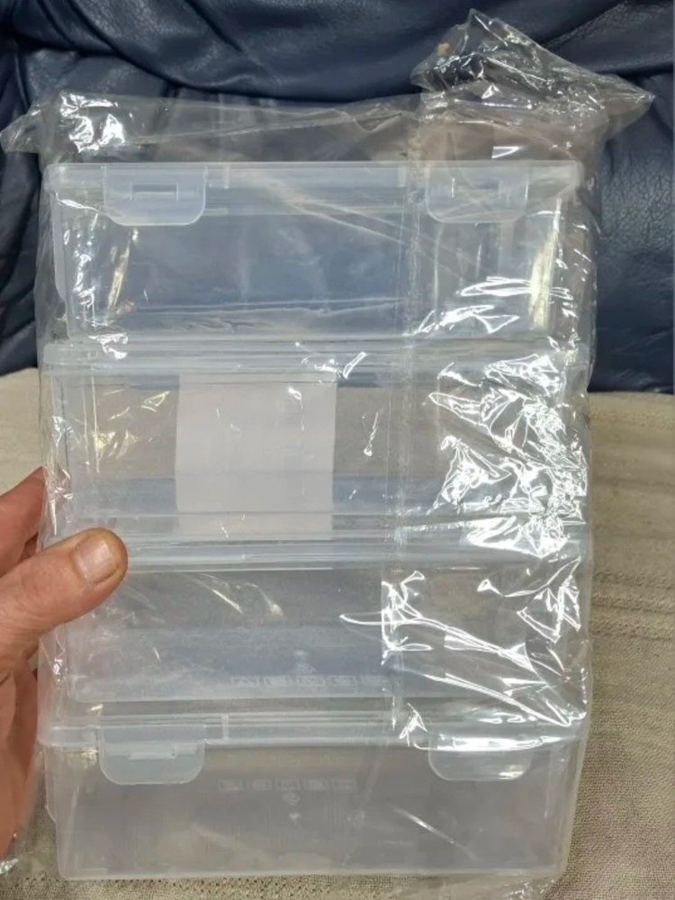 4pcs Large Clear Plastic Storage Boxes with Hinged Lids Home Office Organization