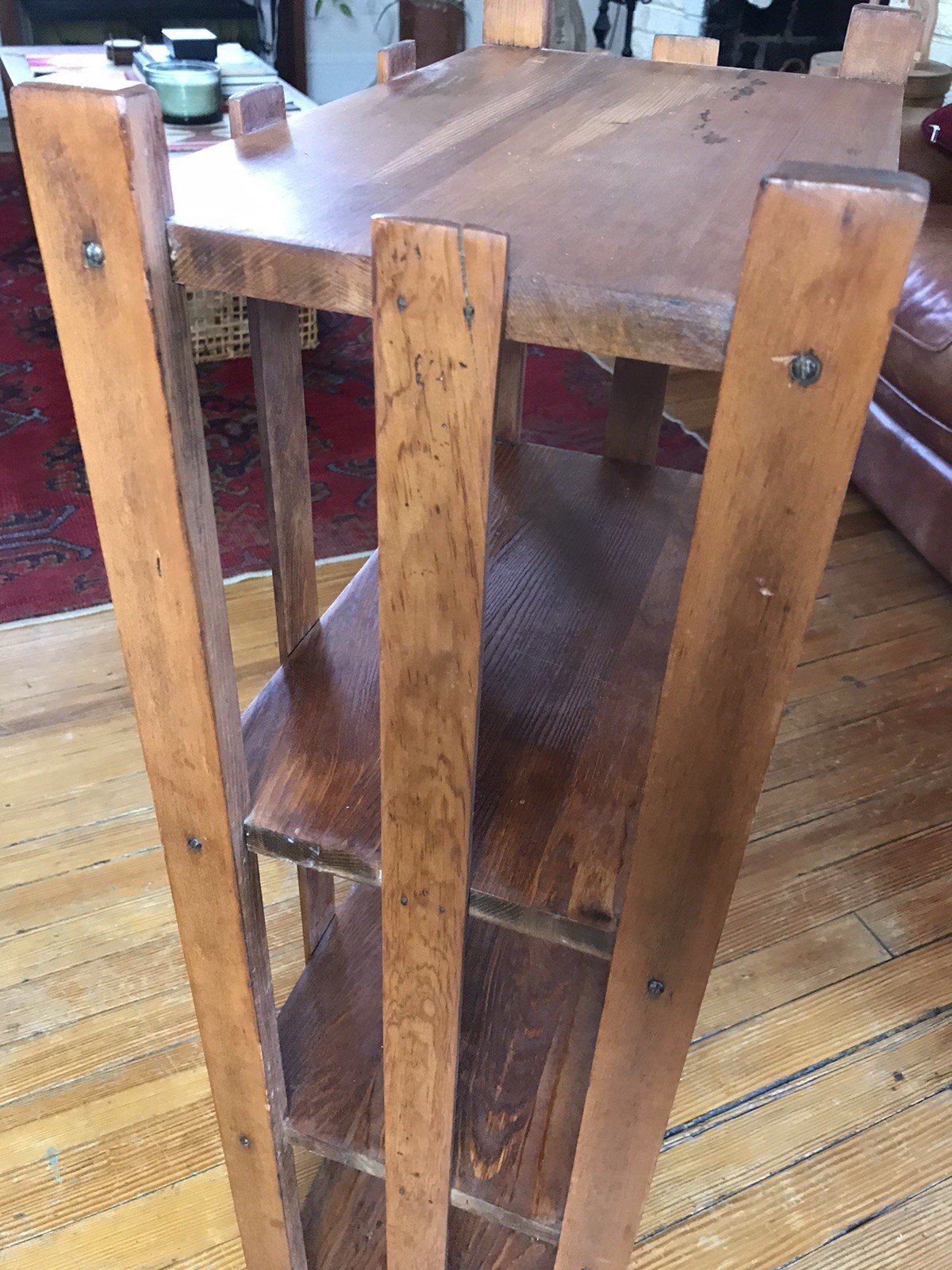 Antique Arts & Crafts Mission Quartersawn Oak Bookcase Shelf Plant Stand 34”H