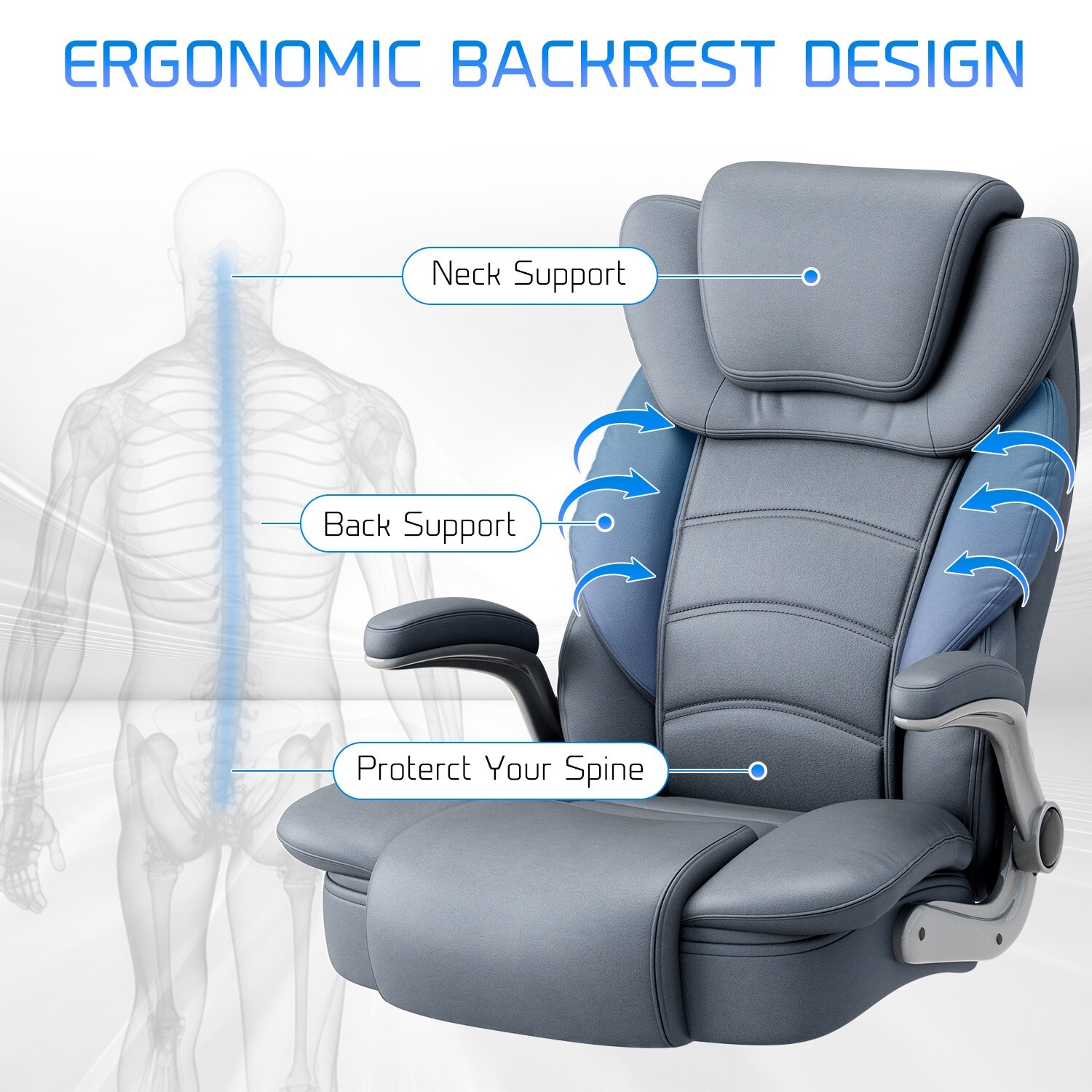 Big Tall Executive Office Chair Ergonomic Leather Computer Desk Chair Heavy Duty