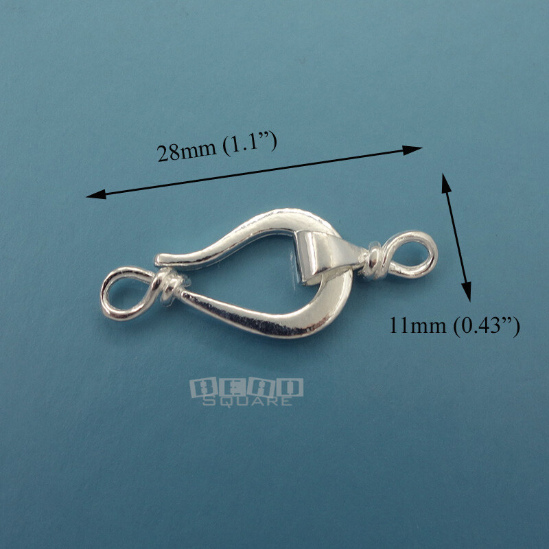1 Set Large Solid Sterling Silver Hook Eye Clasp Connector 28mm (1.1") #33283