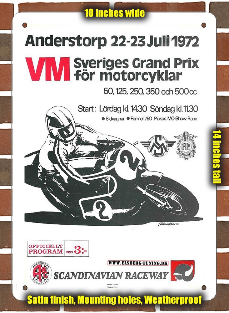 Metal Sign - 1972 Anderstorp Raceway Racing Program - 10x14 inches