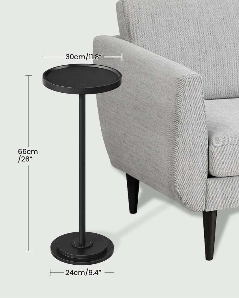 Small Round Side Table and End Table with Charging Station Bundle, Drink Tabl...