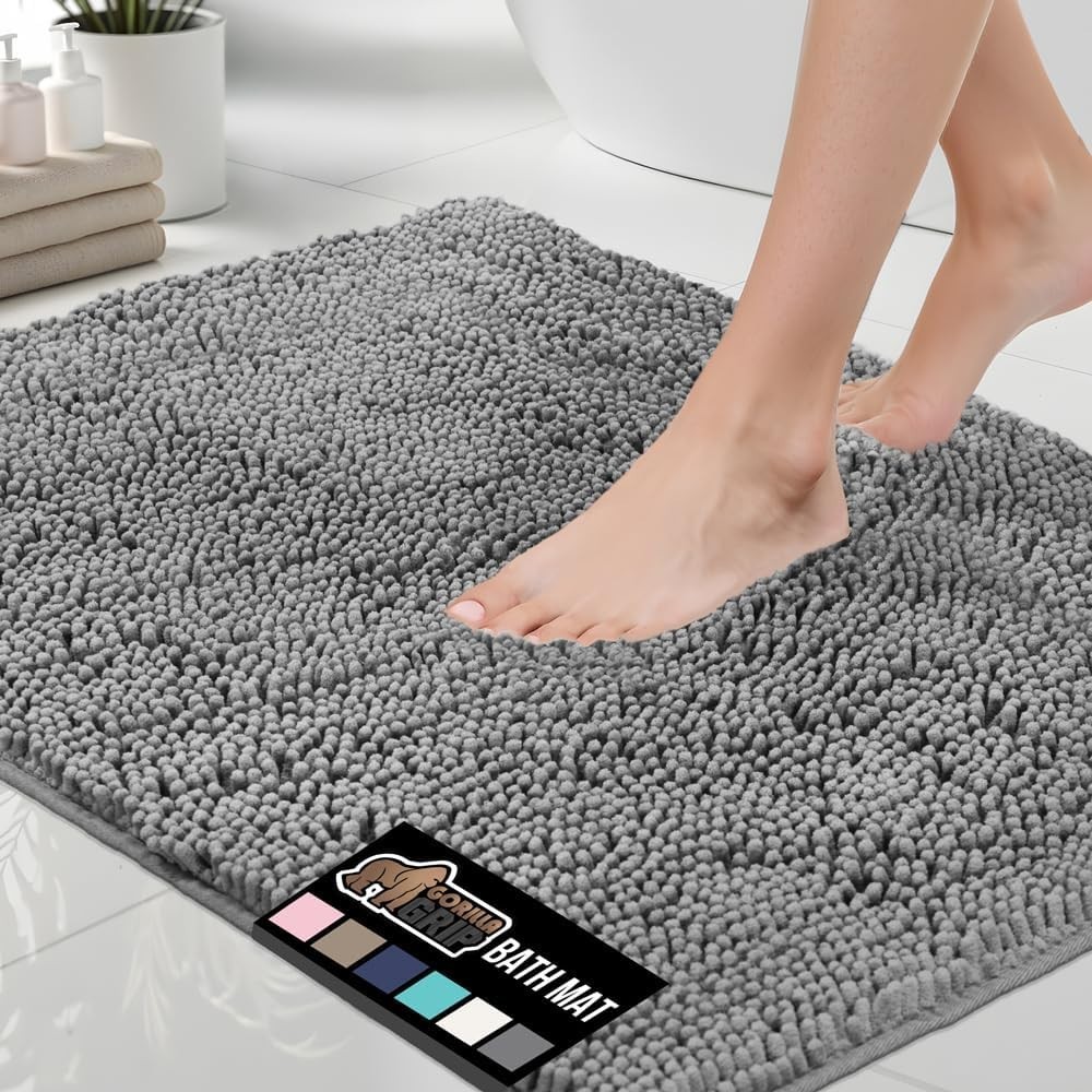 Bath Rug Mat, Thick Soft Absorbent Chenille, Quick Dry Microfiber Mats, Rubbe...