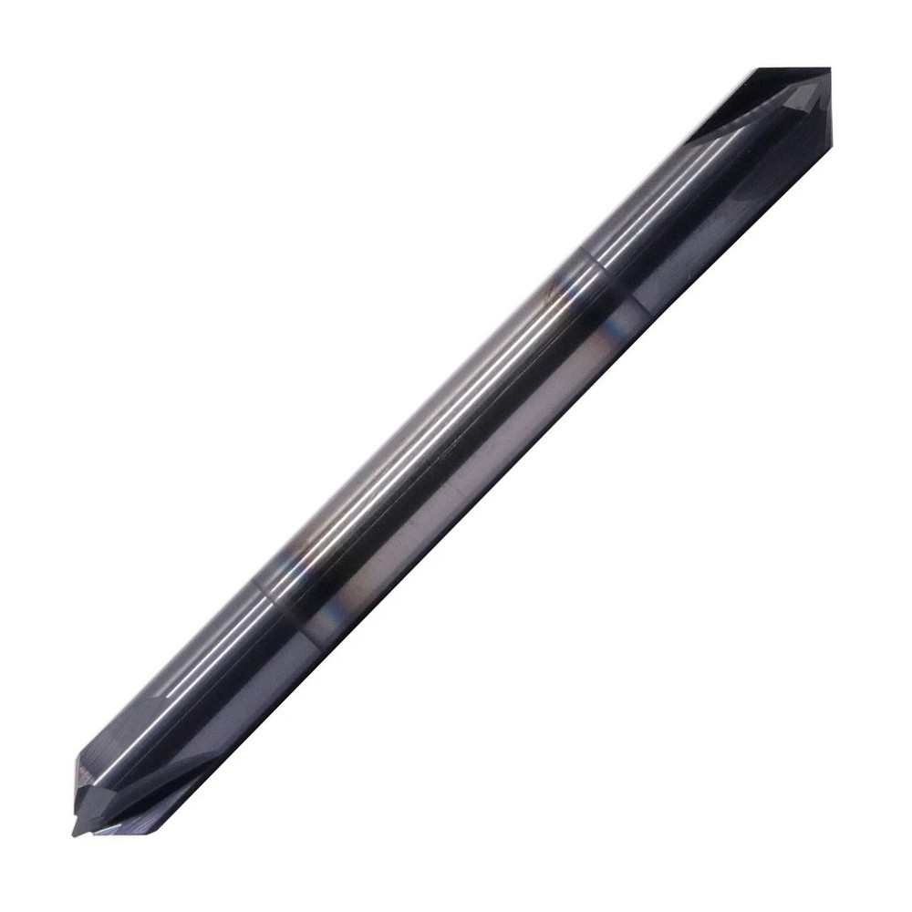 1/4" 90 Degree 4 Flute Solid Carbide Chamfer Mill - Double End - AlTiN Coated