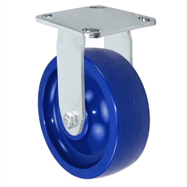 CASTERHQ- 6" Stainless Rigid Caster - Solid Polyurethane - 1,200 lbs Capacity