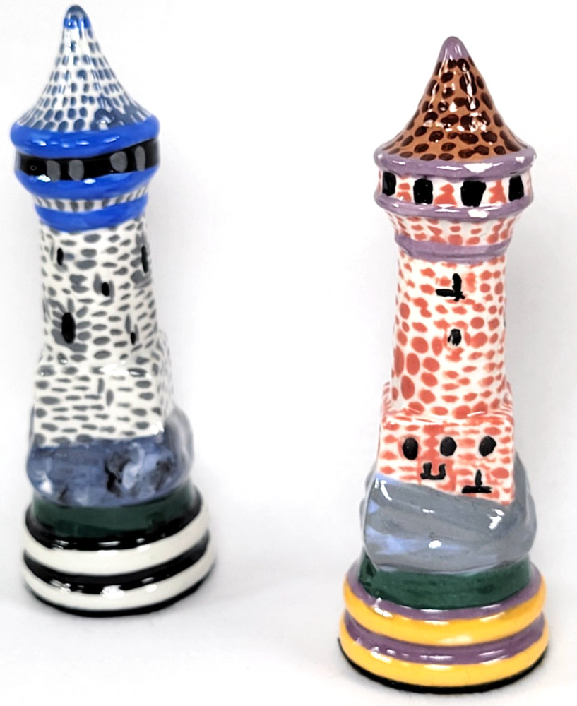 Ceramic Chess Set NO BOARD Hand Painted Ceramic Glazed Chess Pieces 32 + EXTRAS
