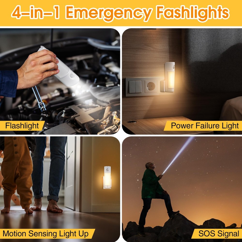 Enhon 6 Pack LED Emergency Flashlights, Rechargeable Plug in Power Failure Ni...
