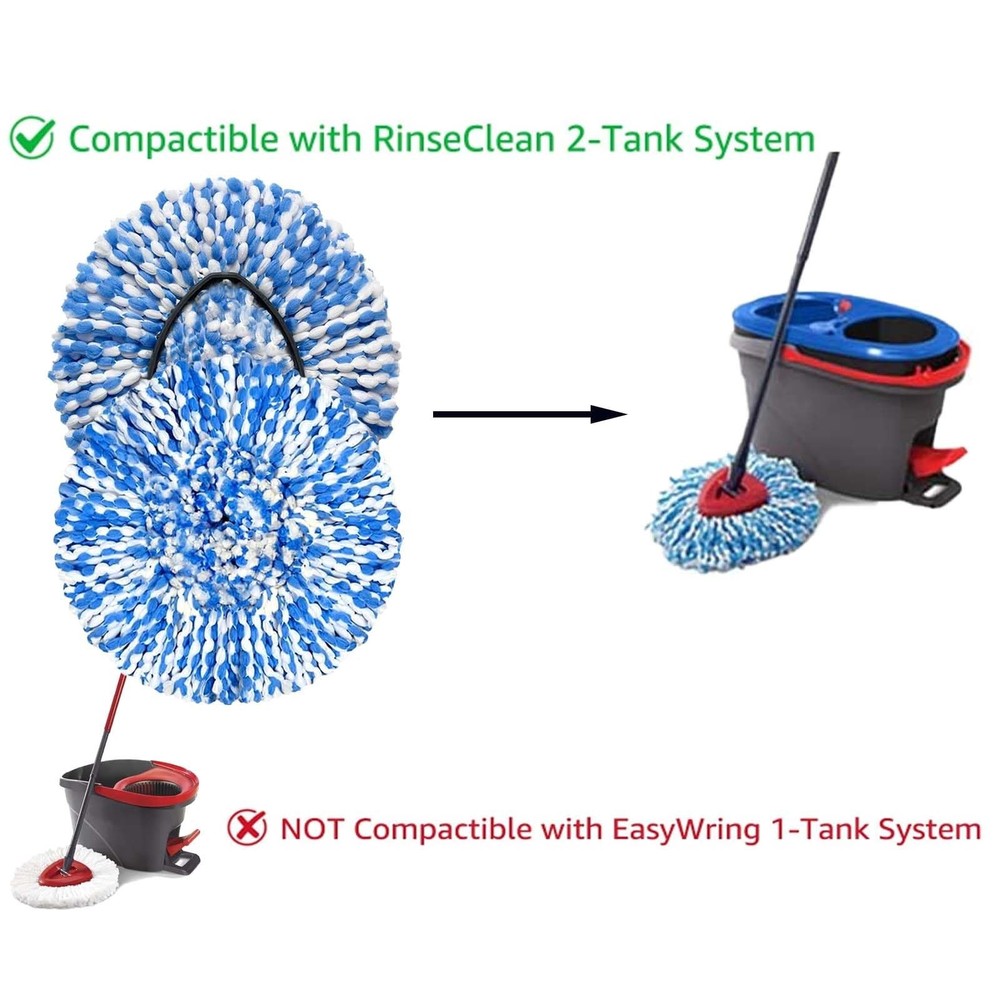 4 Pack Mop Replace Heads Compatible for OCeda, Spin Mop Refill Head Replaceme...