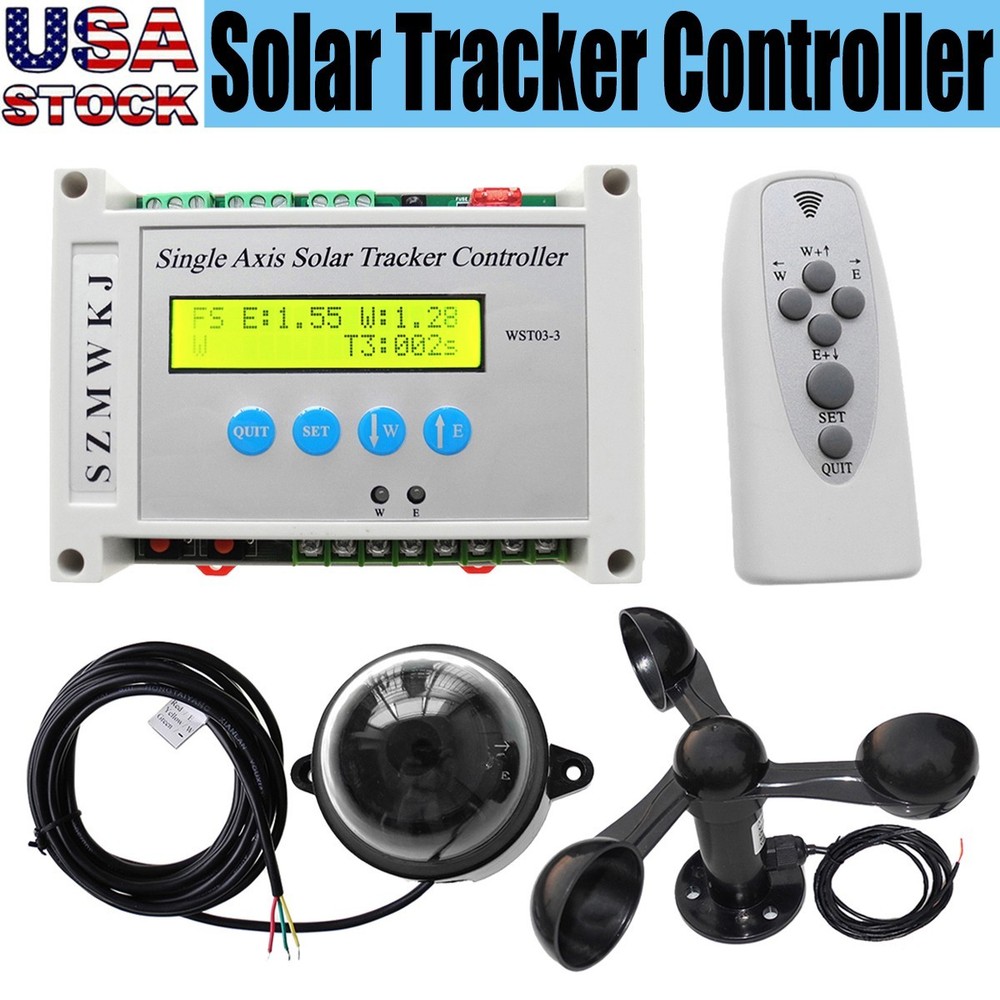 Solar Panel Auto Tracking LCD Single Axis Solar Tracker Controller W/ Anemometer