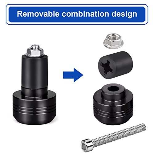 2Pcs Motorcycle Handlebar Ends - 22mm (7/8") Handle Bar Slider Caps Black