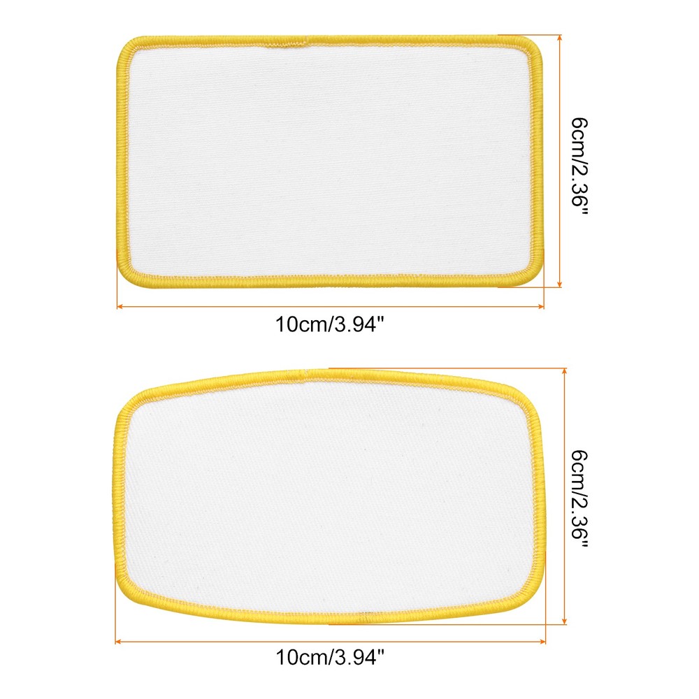 30pcs Sublimation Patch Blank 2 Shape White with Yellow Border