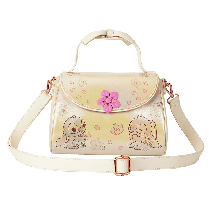 Loungefly Disney Stitch & Angel Cherry Blossom Bow Handle Crossbody Bag