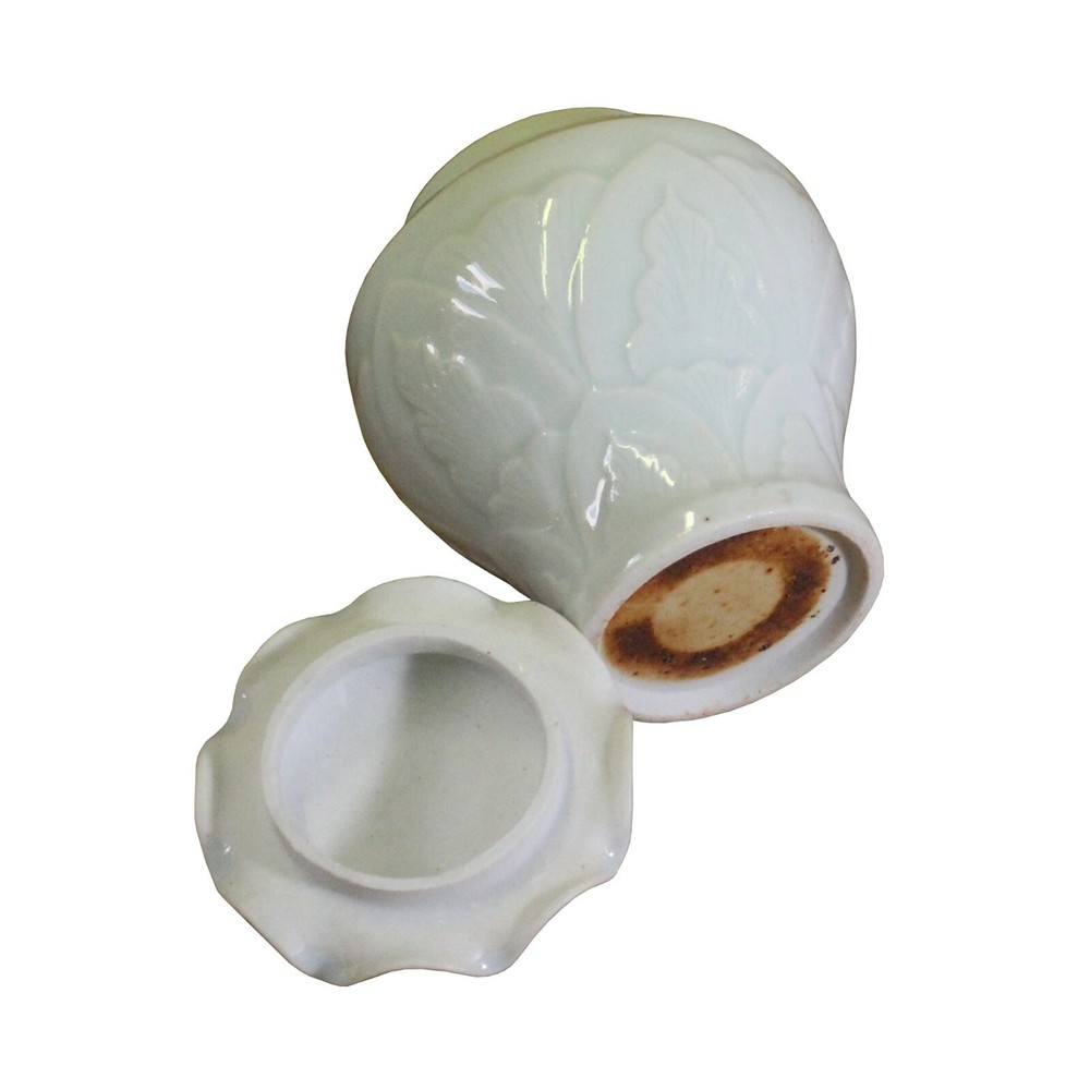 Handmade Oriental Off White Thin Porcelain Small Jar Container ws504