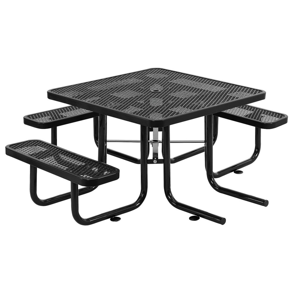 46" Wheelchair Accessible Square Picnic Table Surface Mount Black