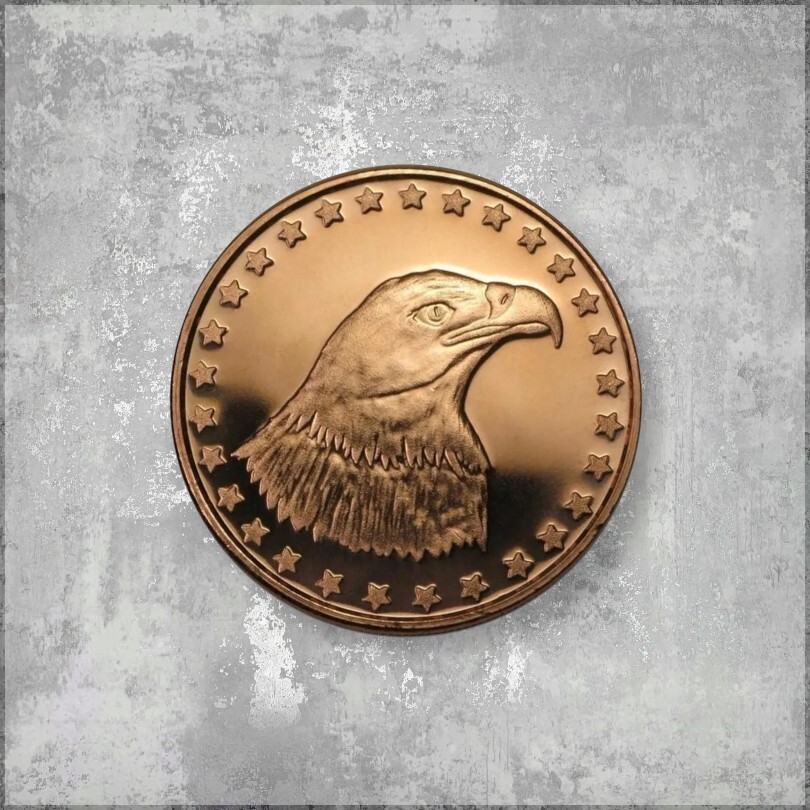 Copper Round Bald Eagle Head Coin 1 oz