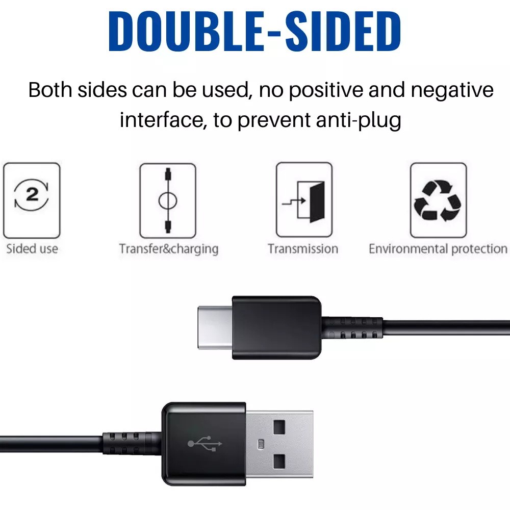 Universal USB Type-C Fast Charging Cable for Samsung Galaxy /Android Phone Black