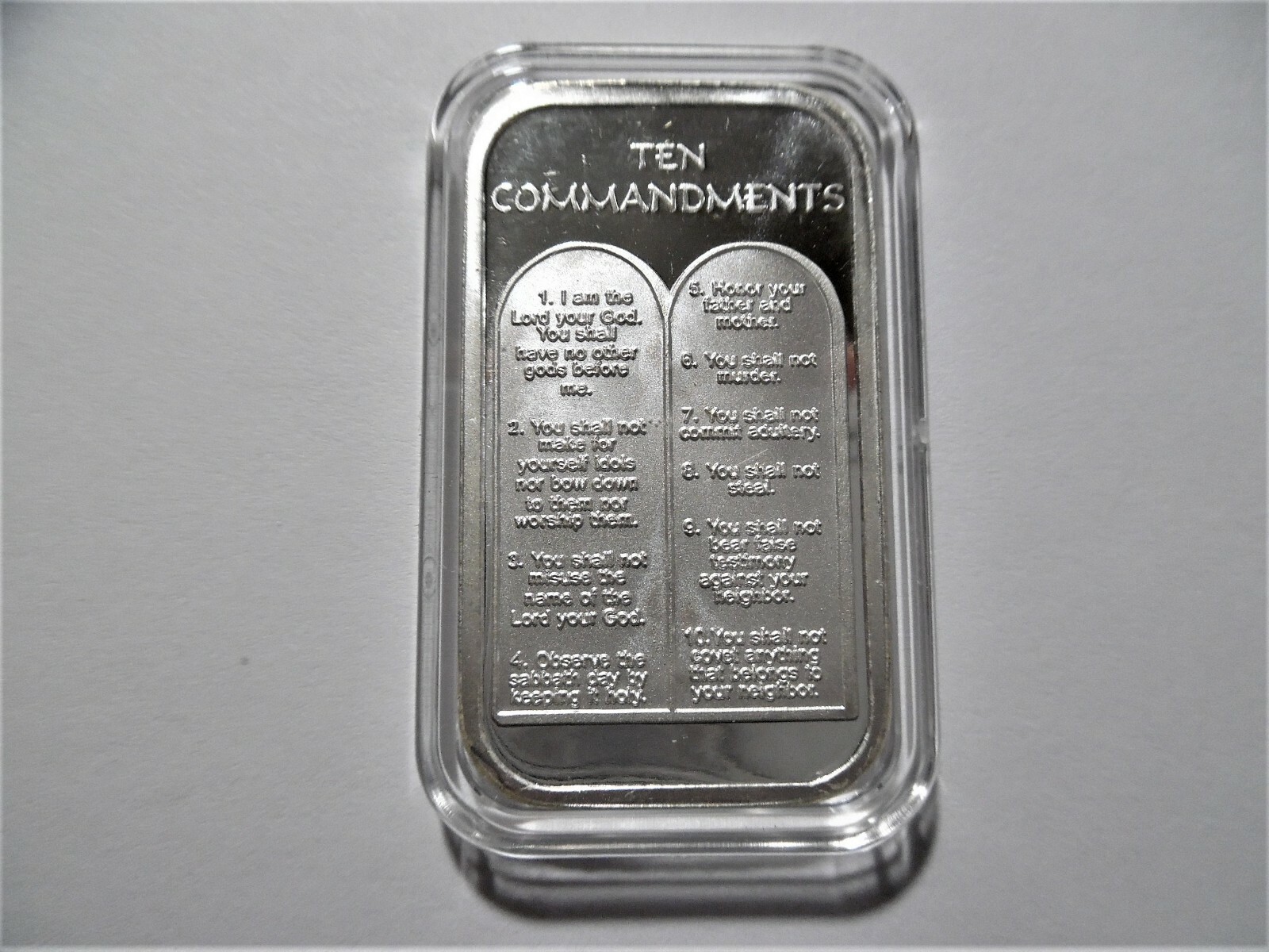 1oz 10 TEN COMMANDMENTS .999 SILVER BAR ~ SEALED IN A HARD PLASTIC AIR-TITE CASE