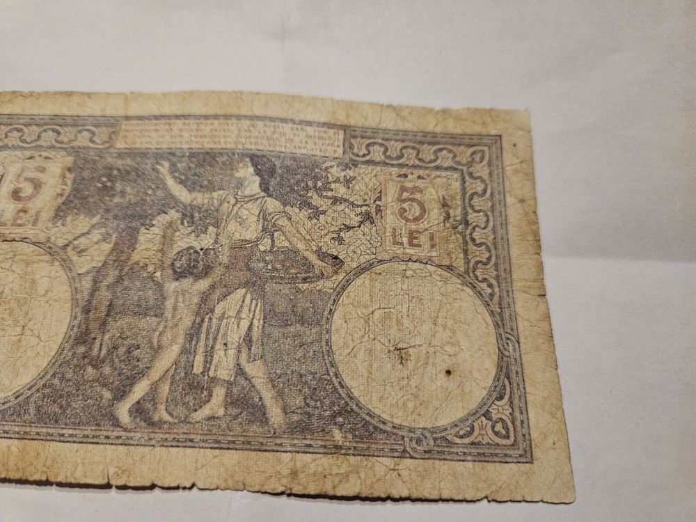 Old banknote from Romania 5 lei 1928