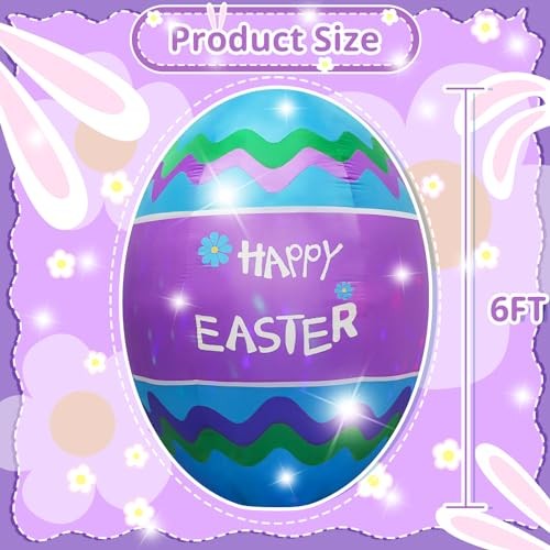 6FT Easter Egg Inflatable Outdoor Yard Decoration Build-in LED 6FT Easter eggs