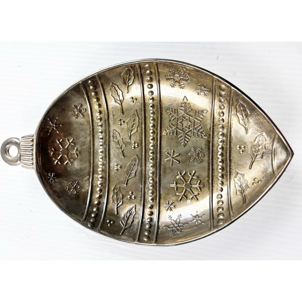 Christmas Tray Ornament Shape International Silver Company Trinket Embossed Vtg