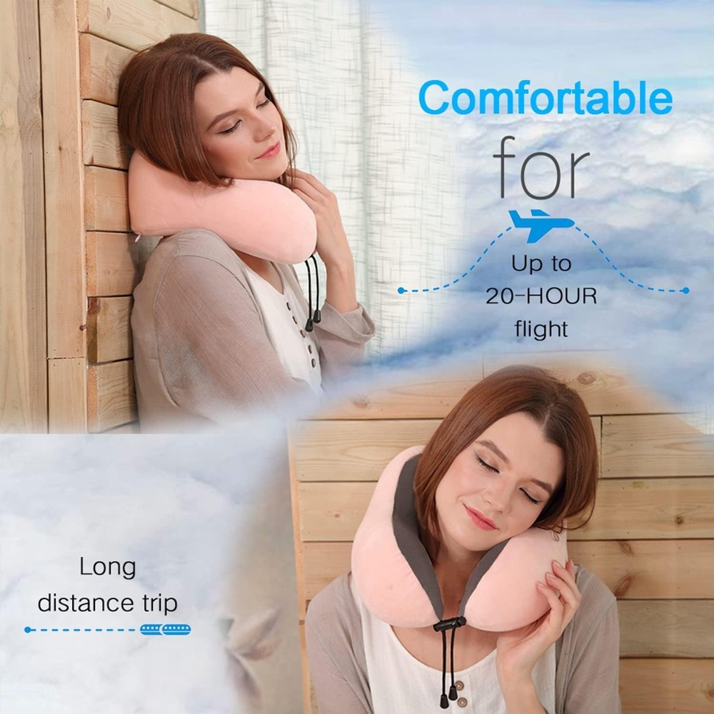 Ergonomic Memory Foam Travel Pillow - Adjustable Neck Support for Comfort