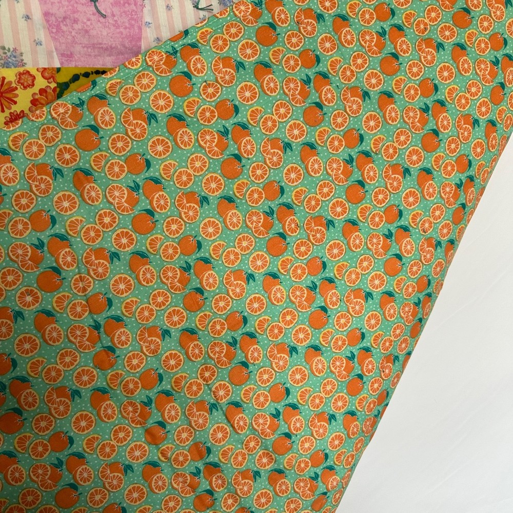 Handmade Quilt Small Patchwork Reversible 44" x 35.5 " Excellent