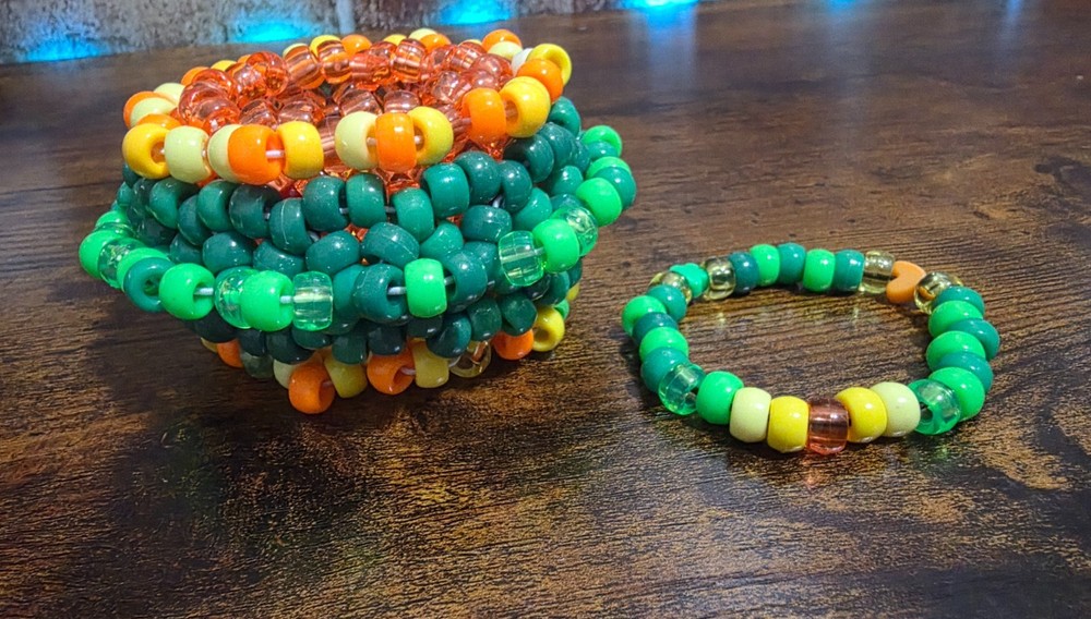 Kandi Bracelet 2pc Bundle Rotator Cuff & Single Bead Bracelet