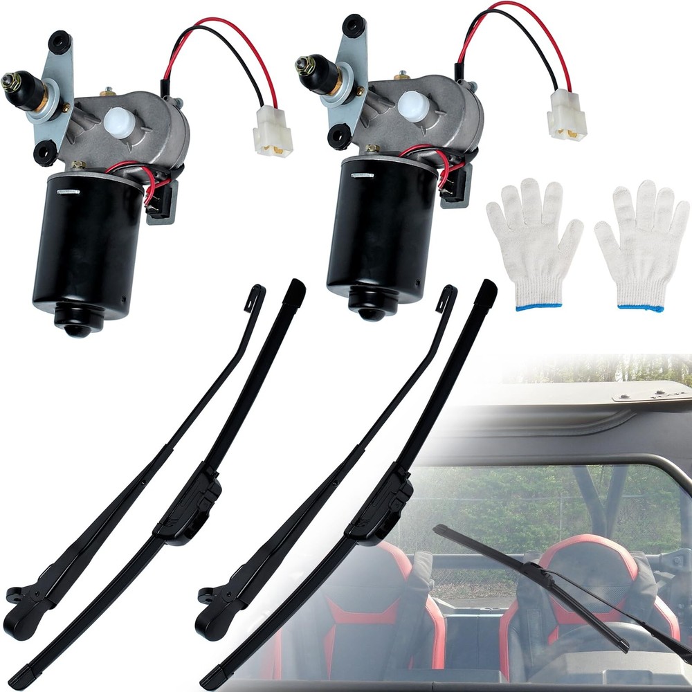 Universal UTV Electric Windshield Wiper Kit, 90° 16" 12V Blade, 2-Pack