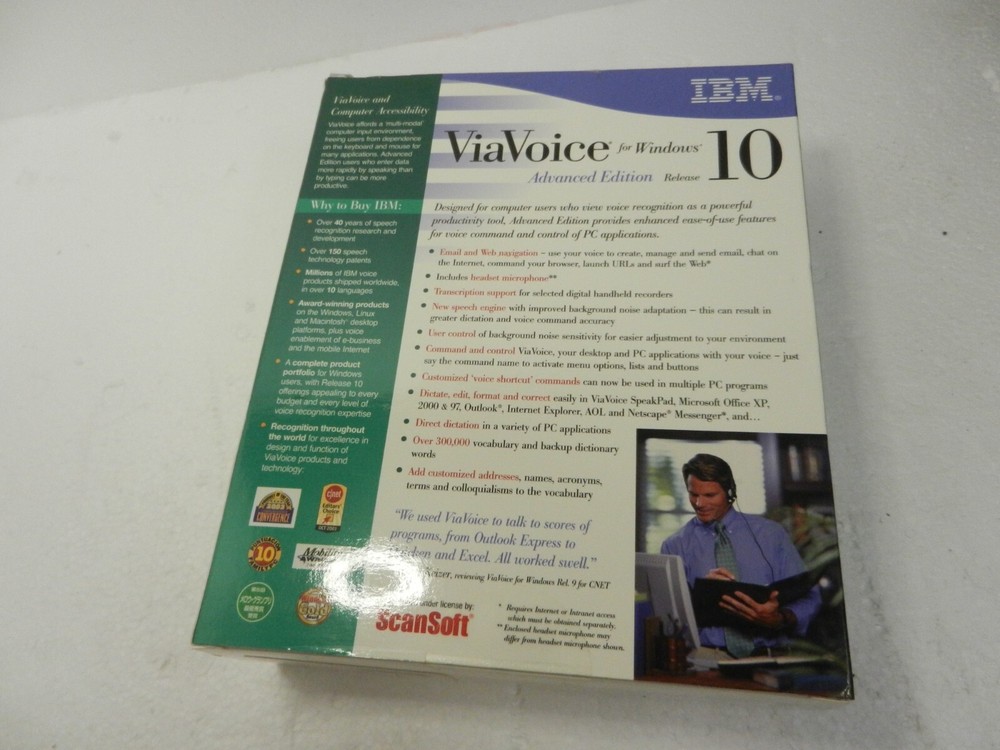 IBM ViaVoice for Windows Release 10 NIB CD-ROM - ADVANCED VERSION + HEADSET