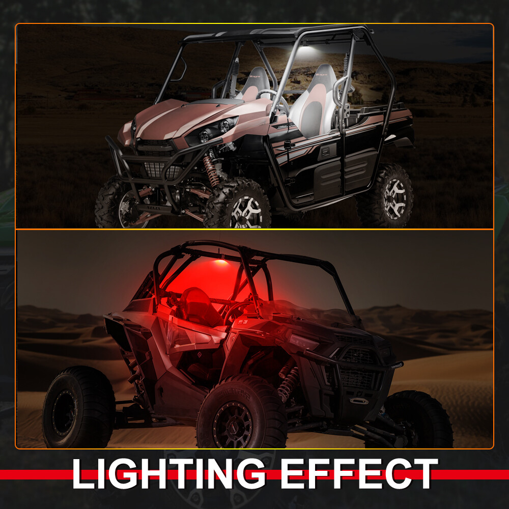 RED White Car Interior LED Dome Map Reading Light Roll Bar Cage Mount switch UTV