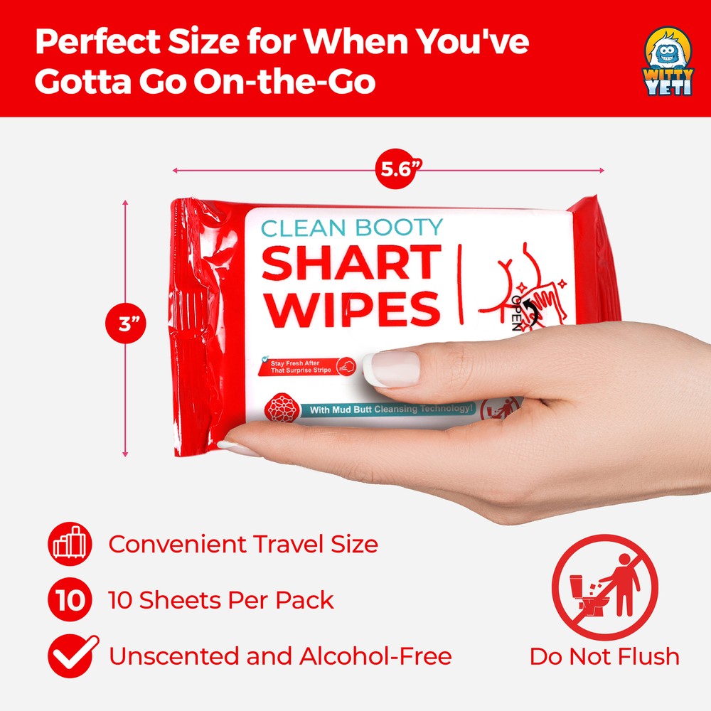 Witty Yeti Novelty Shart Wipe 2 Pack, 20 Ct