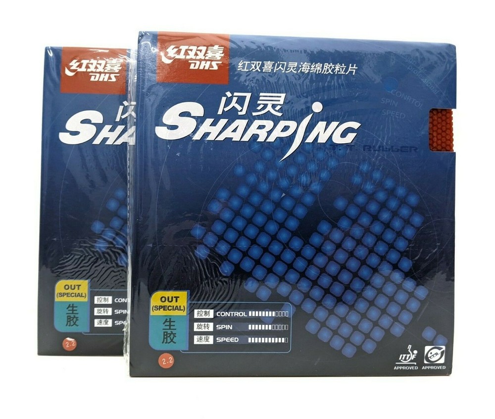 2 Pieces DHS Sharping Pips Out Special Table Tennis Rubbers With Sponge Red