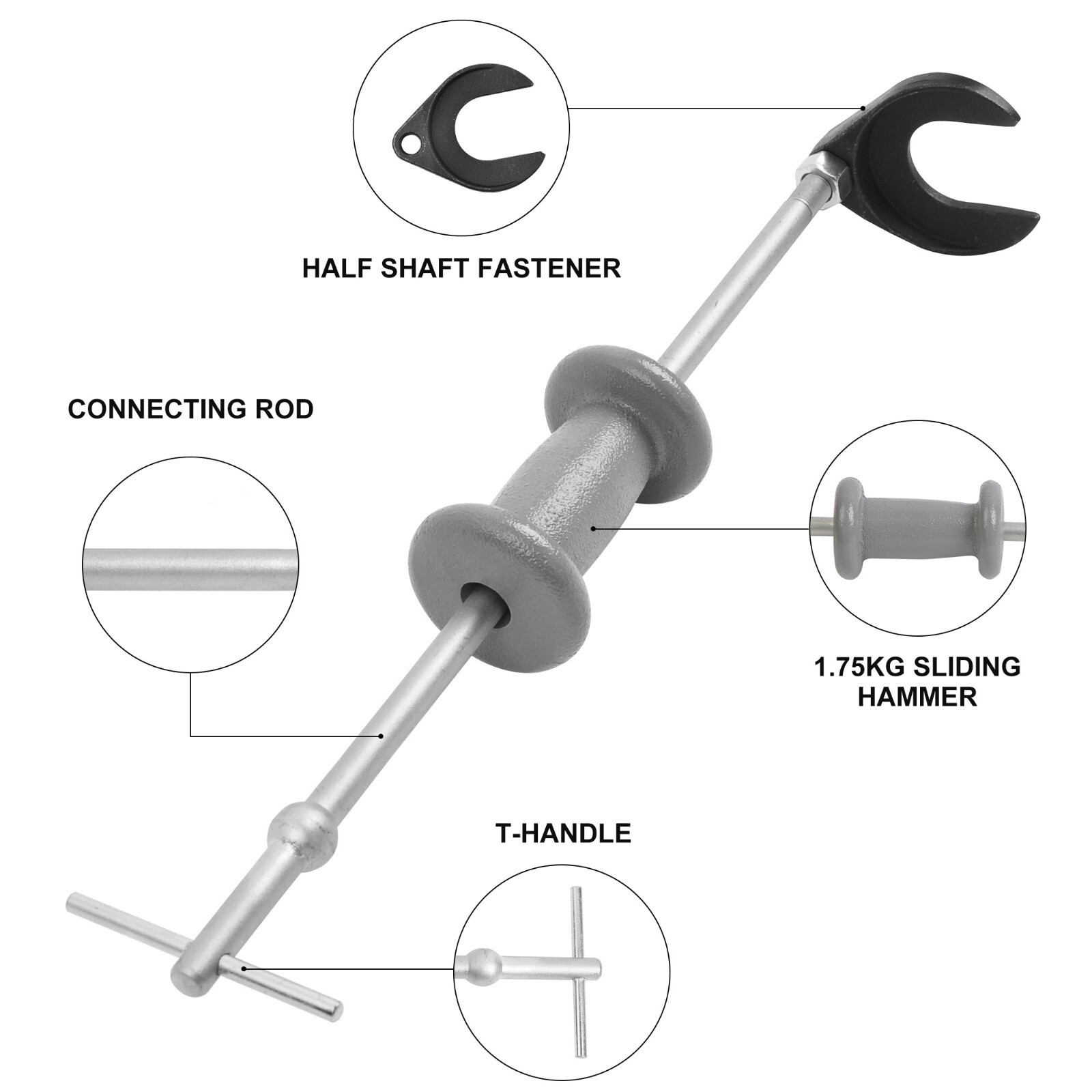 Long Inner CV Joint Puller Axle Slide Hammer Removal Fork Removing Adapter Tool