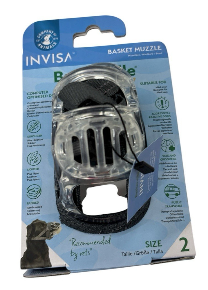 Baskerville Invisa Dog Basket Muzzle Clear & Grey Size 2