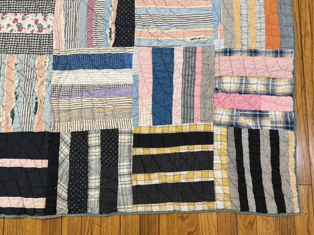 Vintage Hand Finished Patchwork Quilt 68"x82" (Full/Double Size)