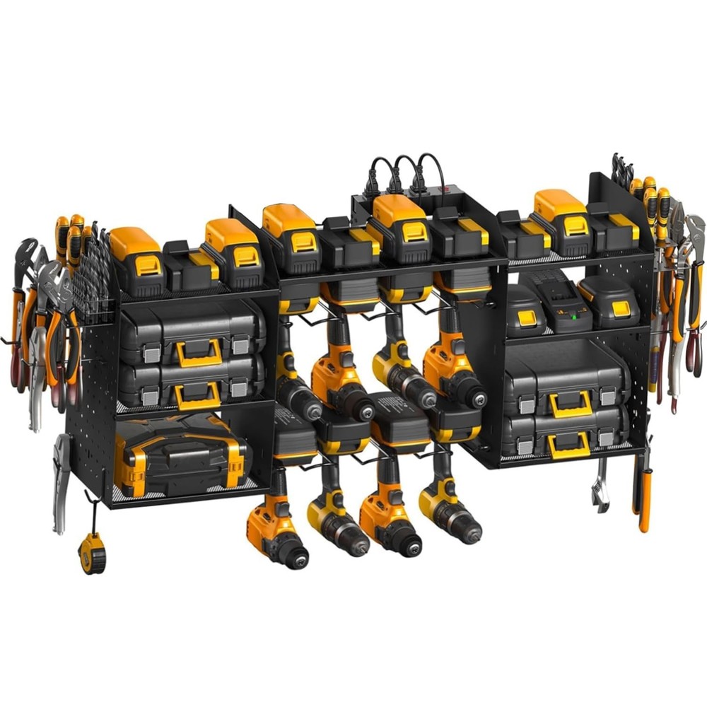 Power Tool Organizer Wall Mount, 3 Layer Tool Storage Rack, Drill Bit Heavy D...