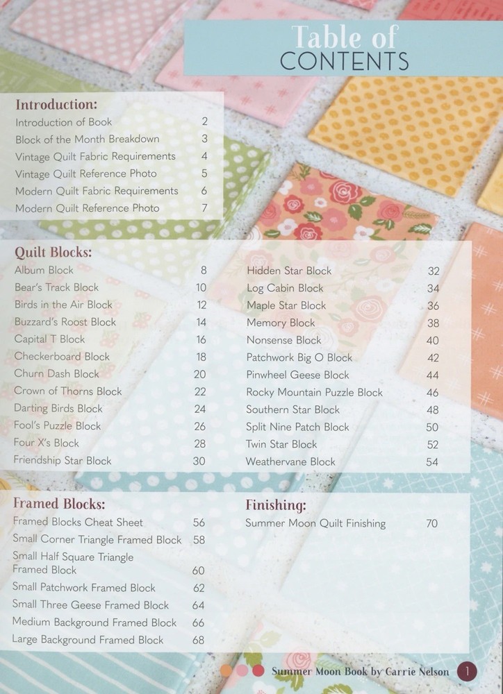 Summer Moon BOM Quilt Pattern Book By Carrie Nelson