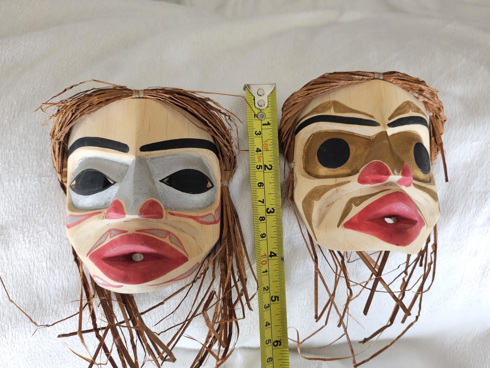Northwest native American hand carved PAIR of Masks by Betty Joe, Indigenous art