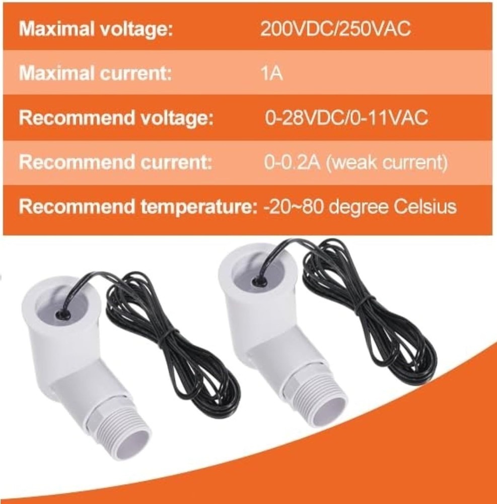 SS2 Float Switch 3/4 inch L shape for HVAC Drain Pan Condensate Outlet