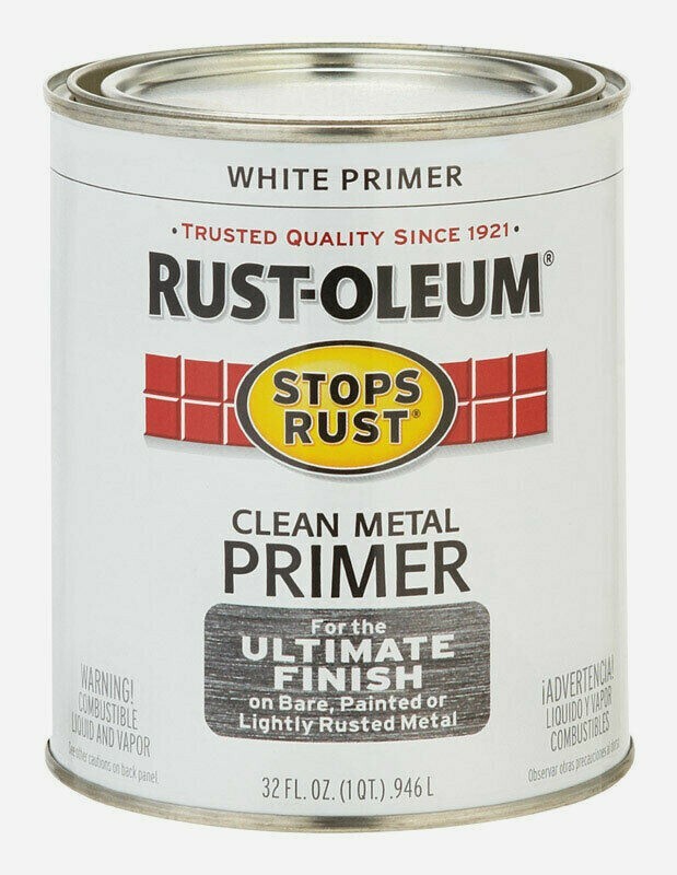 Rust-Oleum WHITE PRIMER 1 qt Stops Rust CLEAN METAL Alkyd Oil-Based 7780-502 NEW